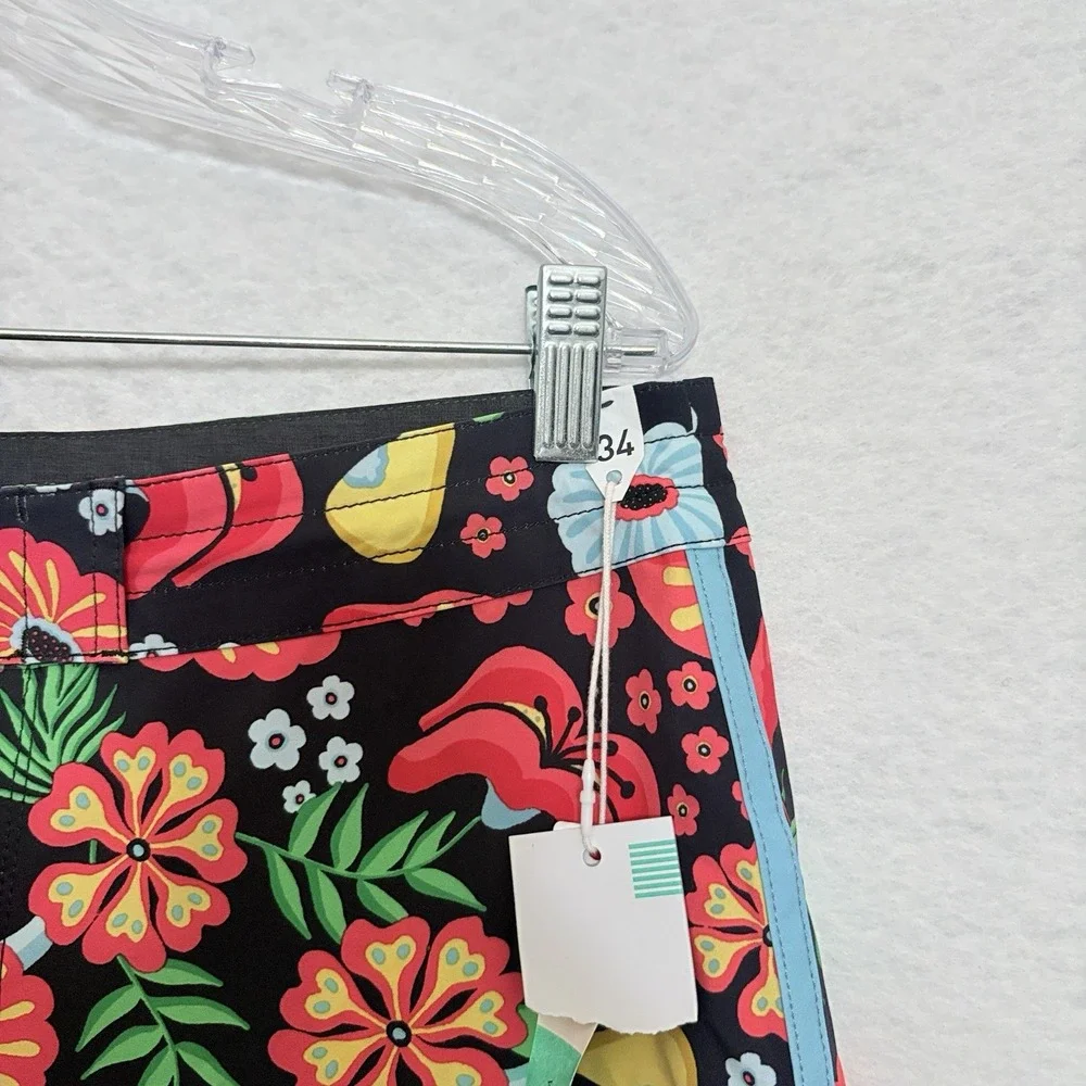 Vissla Swim Shorts Mens 34 Board Floral Upcycle Cocotex Stretch Trunks Surf NEW